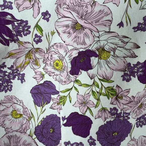 Duluth Tunic Top Womens 3X Lavender Floral Wrinklefighter Collarless Button Down - Picture 6 of 11